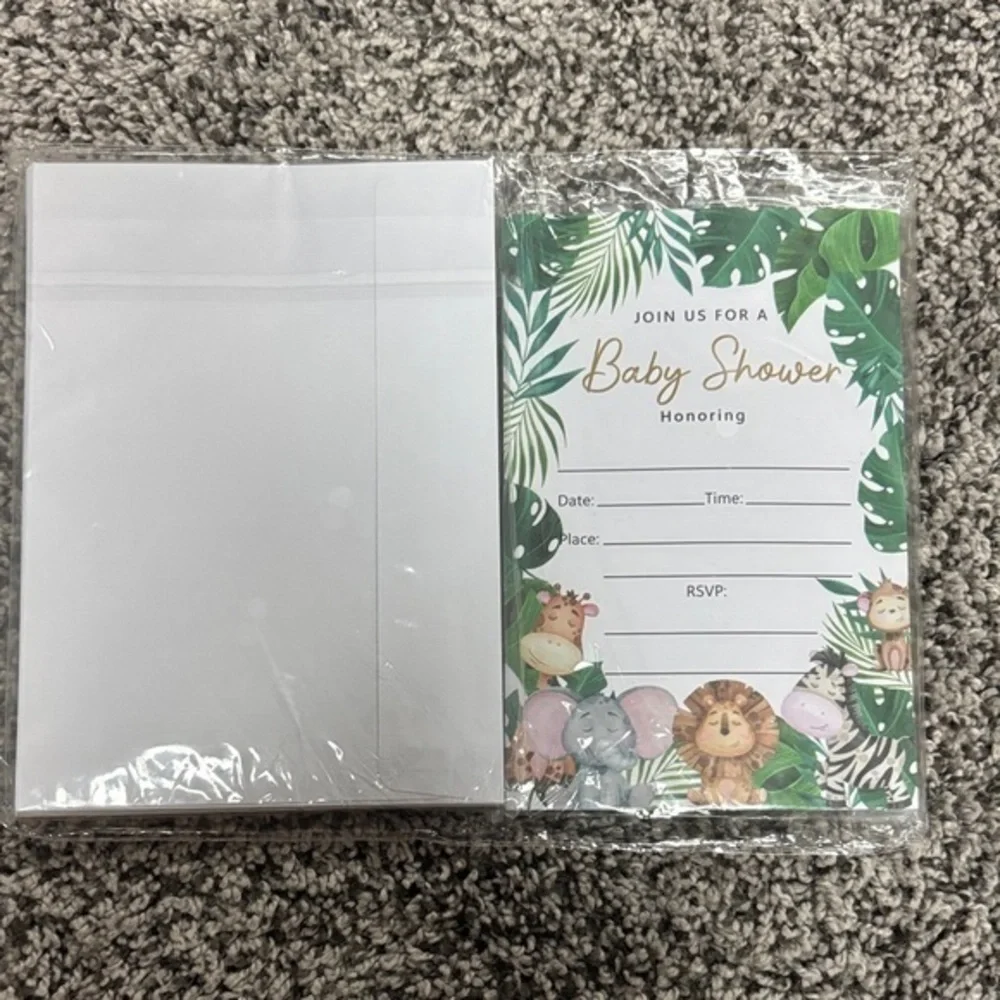 Jungle Theme Baby Shower Invitation Cards